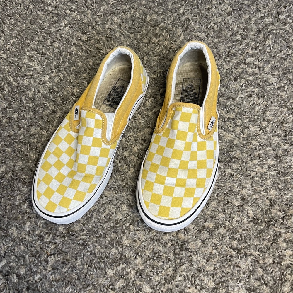 Yellow Checkered Vans Size 7